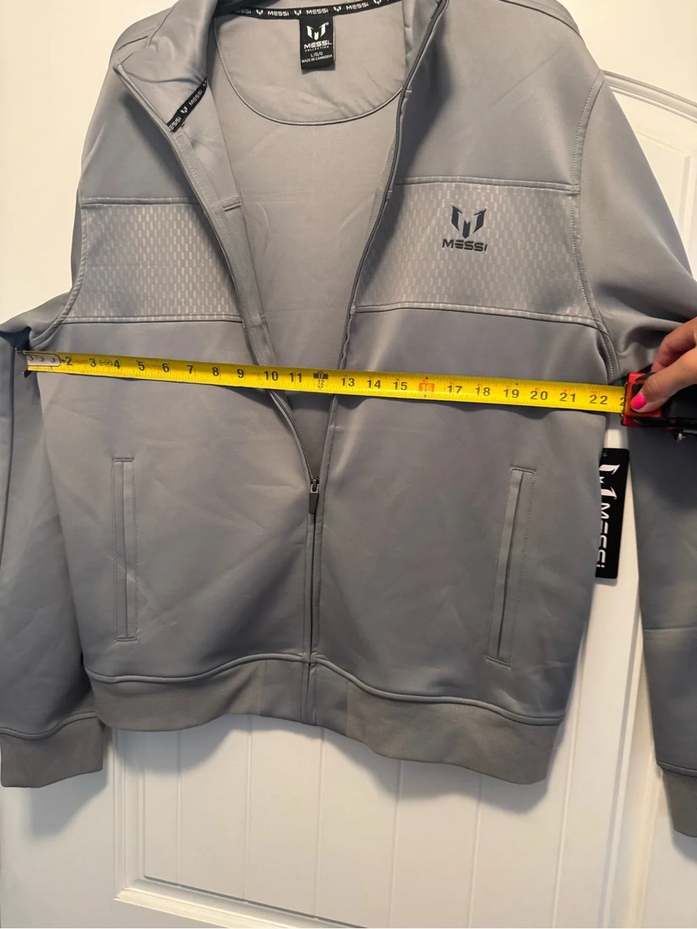 Messi Men's Gray Full-Zip Sweater
